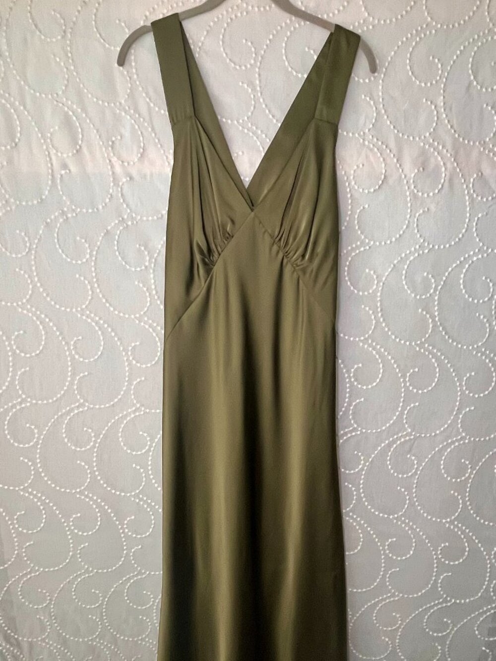 Birdy Grey Veronica Matte Satin Dress Olive Green Maxi XL